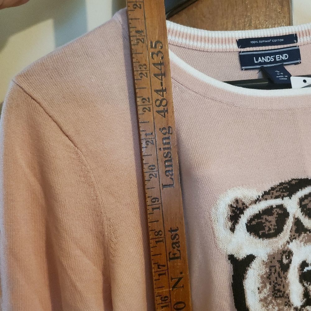 Lands end light weight pink sweater with a bear size small NWT - Picture 3 of 8